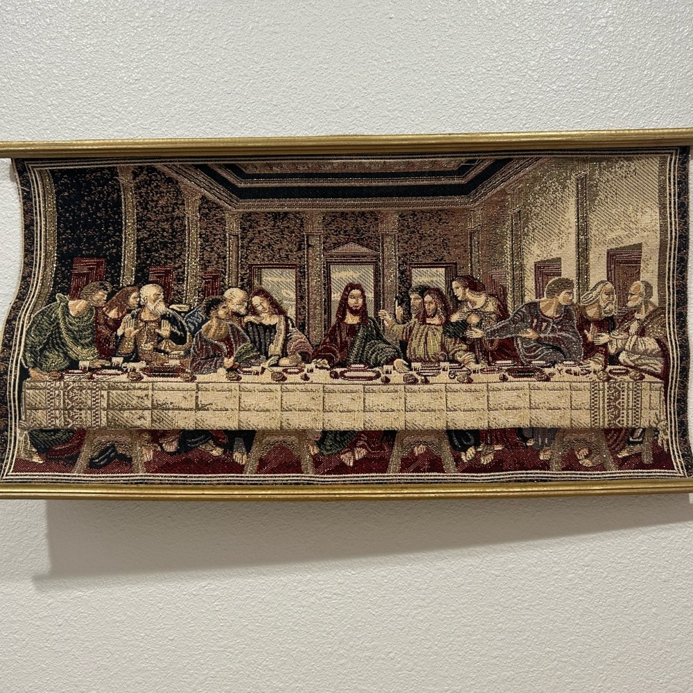 Last Supper Woven Tapestry In Gold Trim 27” x 14”